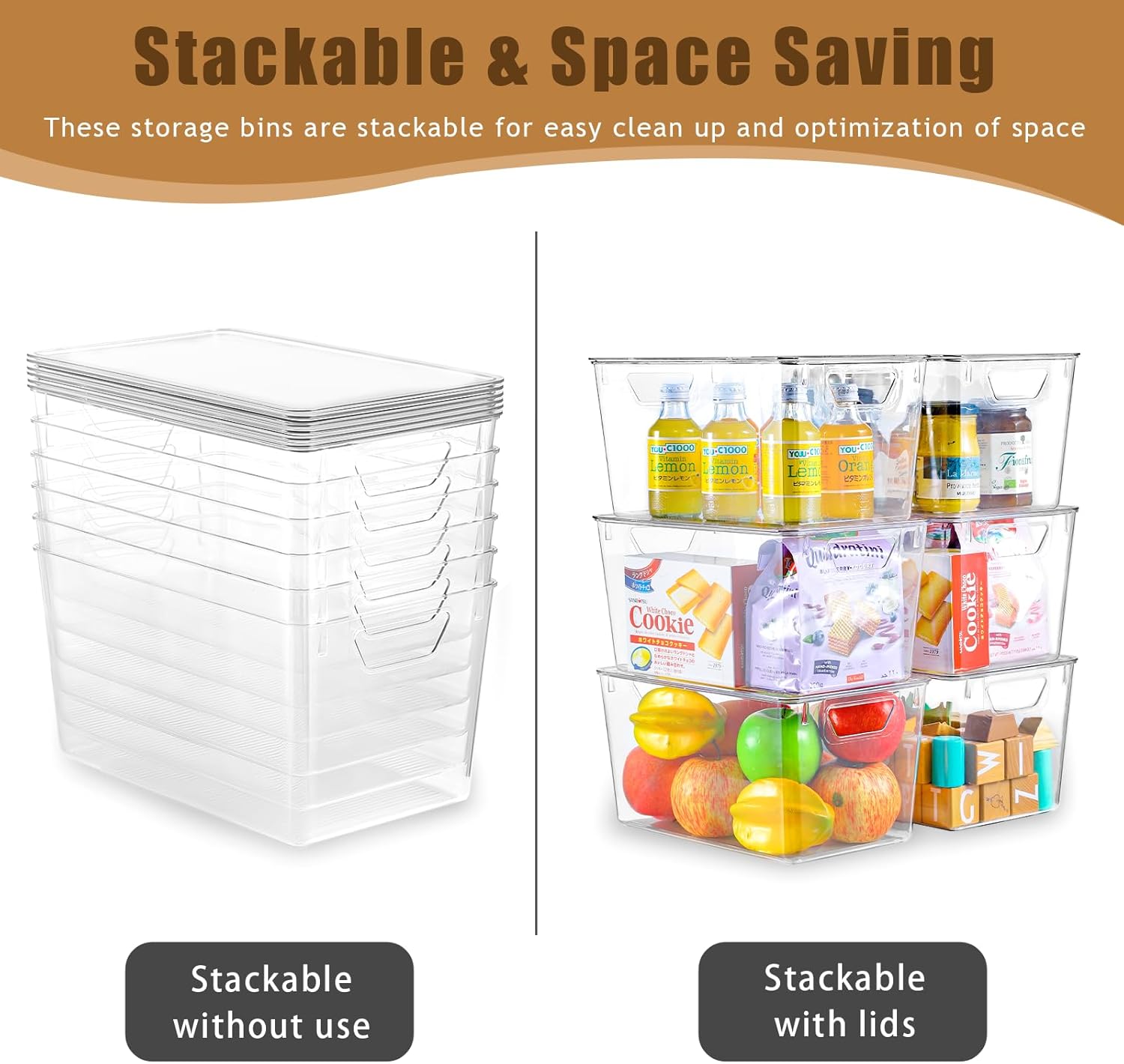 Ordelux 6 Pack Clear Storage Bins with Lids - Image 1