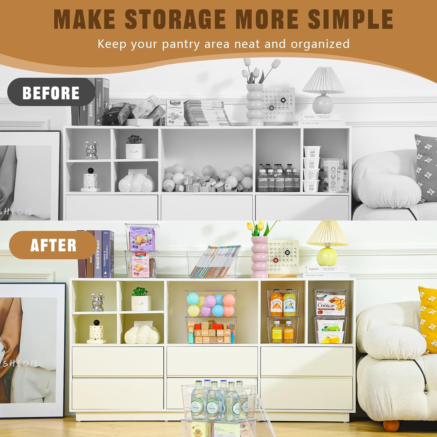 Ordelux 6 Pack Clear Storage Bins with Lids - Image 9