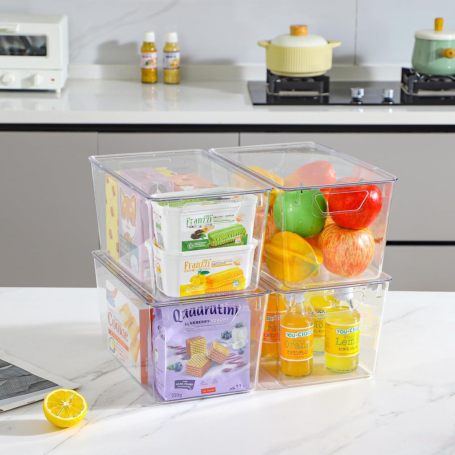 Ordelux 6 Pack Clear Storage Bins with Lids - Image 7
