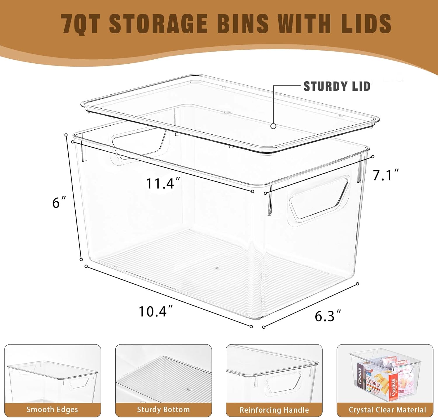 Ordelux 6 Pack Clear Storage Bins with Lids - Image 3